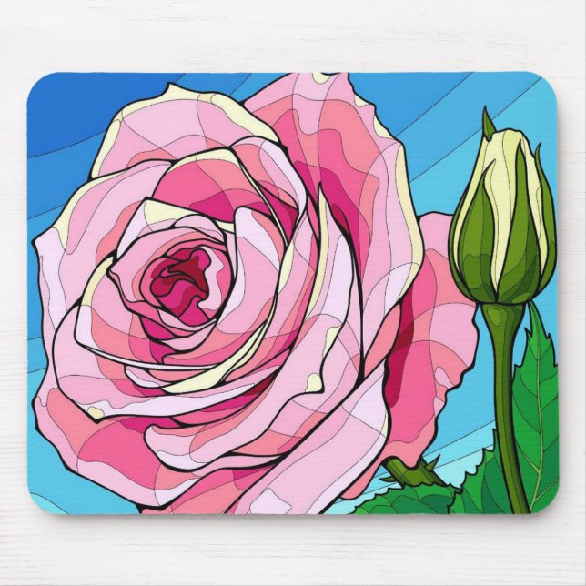 Stylized Rose Elegance Mouse Pad (Front)