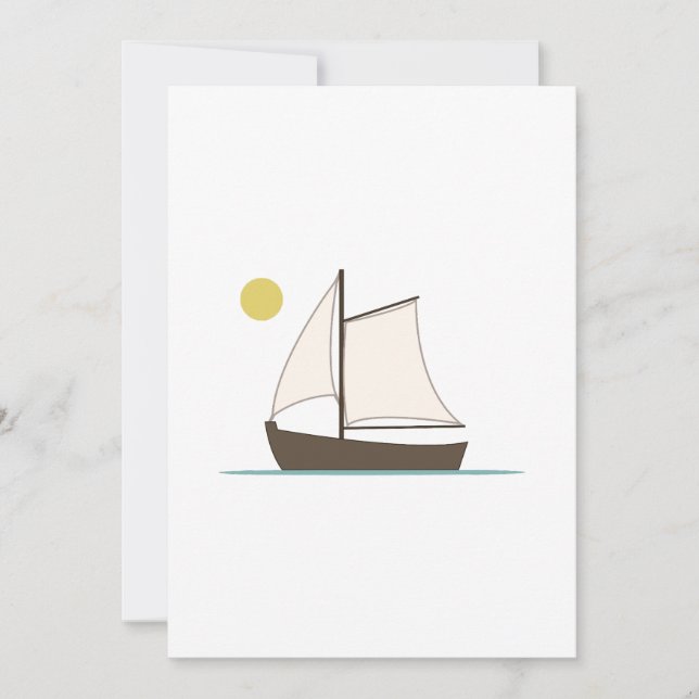 Stylized Sailboat Illustration Invitation (Front)
