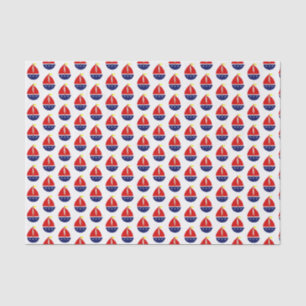 Stylized Sailboat Red Blue Yellow Tissue Paper