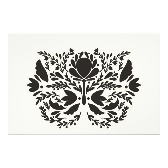 Stylized Scandinavian floral folk art pattern Photo Print (Front)