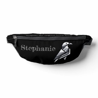 Stylized Seagull Geometric Design Shades of Grey Fanny Pack