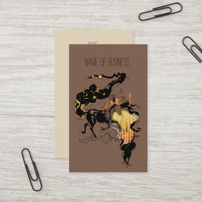 Stylized Silhouette Horse Business Card (Front/Back In Situ)