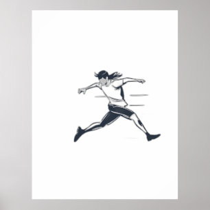 Stylized Silhouette of a Person Running Fast Poster