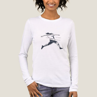 Stylized Silhouette of a Person Running Fast Tri-Blend Shirt