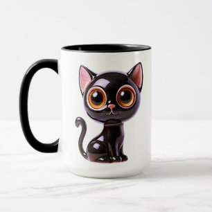 Stylized Sitting Black Cat  Mug