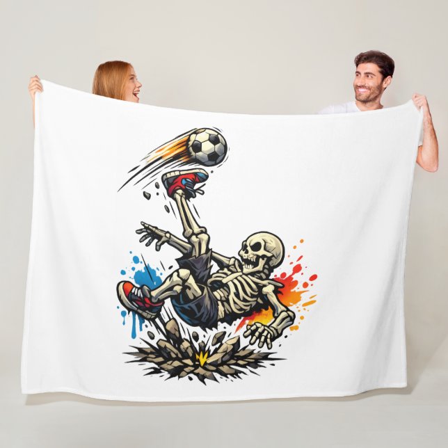 Stylized Skeleton Bicycle Kick Soccer Mug | Funny  Fleece Blanket (In Situ)