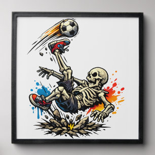 Stylized Skeleton Bicycle Kick Soccer Mug Funny Peel And Stick Photo Tile