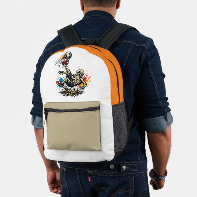 Stylized Skeleton Bicycle Kick Soccer Mug | Funny  Printed Backpack (Insitu (Model))