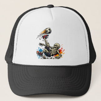 Stylized Skeleton Bicycle Kick Soccer Mug | Funny  Trucker Hat