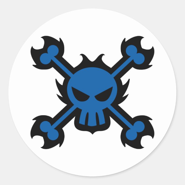 Stylized Skull Icon Sticker in Blue