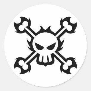 Stylized Skull Icon Sticker in White