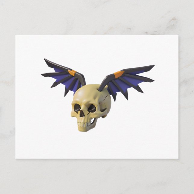 Stylized Skull with Angular Colorful Wings Postcard (Front)