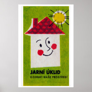 Stylized Smiling Face Czechoslovakia 1960s-70s Poster