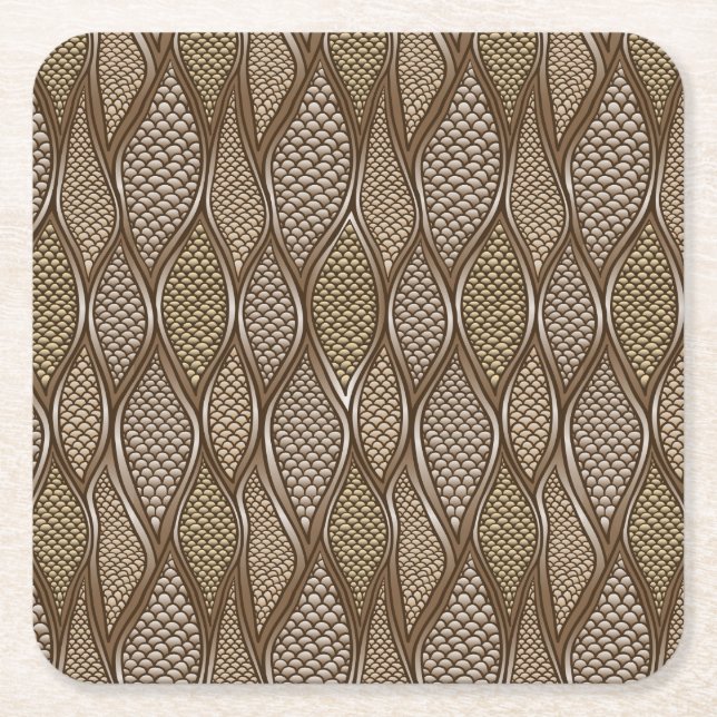 Stylized snake skin square paper coaster (Front)
