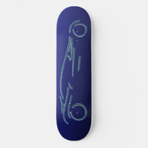 Stylized Sportscar - glowing blue neon auto design Skateboard Deck