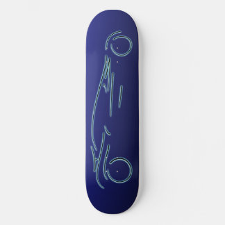 Stylized Sportscar - glowing blue neon auto design Skateboard Deck
