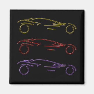 Stylized Sportscar - glowing neon auto design Magnet
