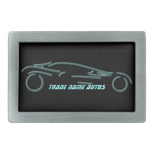 Stylized Sportscar - glowing neon auto design Rectangular Belt Buckle