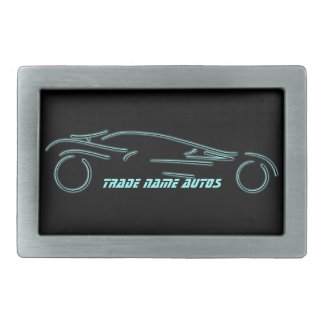 Stylized Sportscar - glowing neon auto design Rectangular Belt Buckle