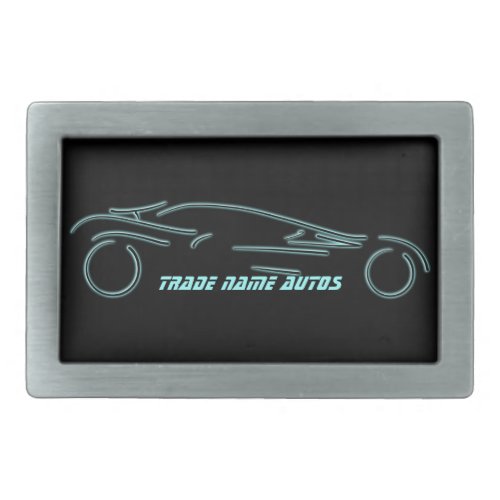 Stylized Sportscar - glowing neon auto design Rectangular Belt Buckle