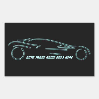 Stylized Sportscar - glowing neon auto design Rectangular Sticker