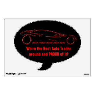 Stylized Sportscar - glowing neon auto shop design Wall Sticker