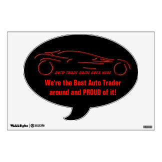 Stylized Sportscar - glowing neon auto shop design Wall Sticker