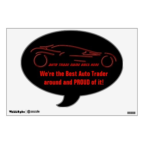 Stylized Sportscar - glowing neon auto shop design Wall Sticker
