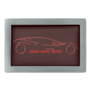 Stylized Sportscar - glowing red neon auto design Rectangular Belt Buckle