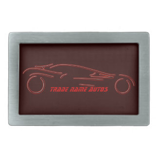 Stylized Sportscar - glowing red neon auto design Rectangular Belt Buckle