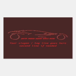 Stylized Sportscar - glowing red neon auto design Rectangular Sticker