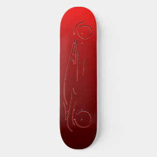 Stylized Sportscar - glowing red neon auto design Skateboard Deck