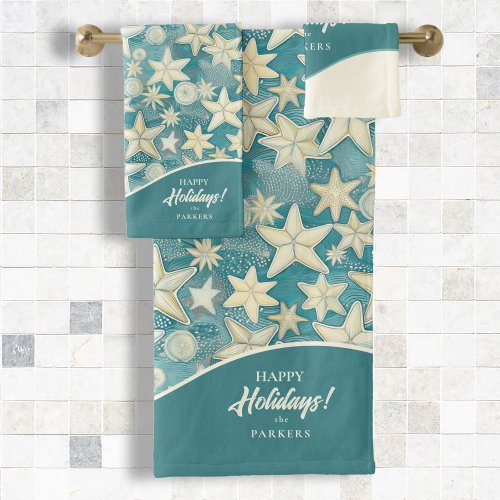 Stylized Starfish  Sand Dollars Pattern25 ID1009 Bath Towel Set