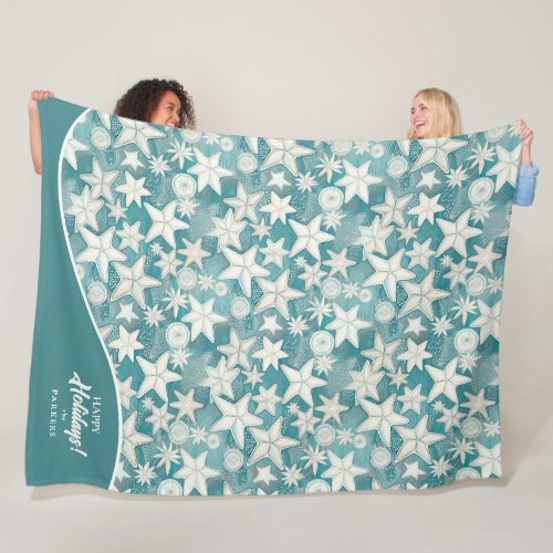 Stylized Starfish  Sand Dollars Pattern25 ID1009 Fleece Blanket