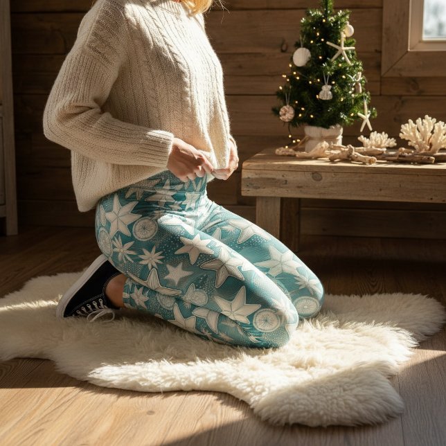Stylized Starfish & Sand Dollars Pattern#25 ID1009 Leggings (Creator Uploaded)