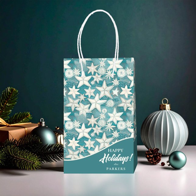 Stylized Starfish & Sand Dollars Pattern#25 ID1009 Medium Gift Bag (Creator Uploaded)
