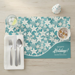 Stylized Starfish & Sand Dollars Pattern#25 ID1009 Placemat