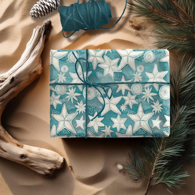 Stylized Starfish & Sand Dollars Pattern#25 ID1009 Wrapping Paper (Creator Uploaded)