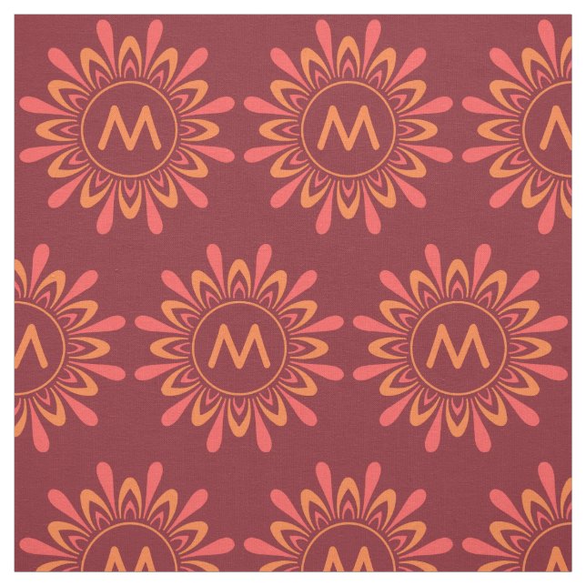 Stylized Sun /Flower Pattern custom & color fabric (Swatch)