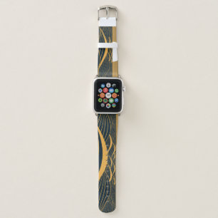 Stylized sun-moon, dark sea illustration. apple watch band