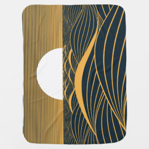 Stylized sun-moon, dark sea illustration. baby blanket