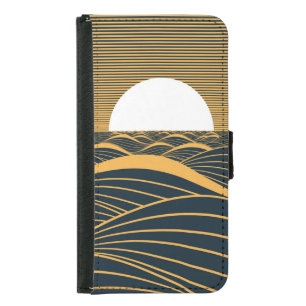 Stylized sun-moon, dark sea illustration. samsung galaxy s5 wallet case
