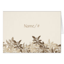Stylized Tan and Brown Floral Leaves Place Card
