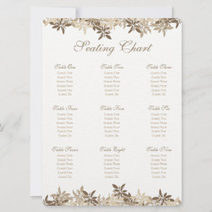 Stylized Tan and Brown Floral Leaves Seating Chart Invitation