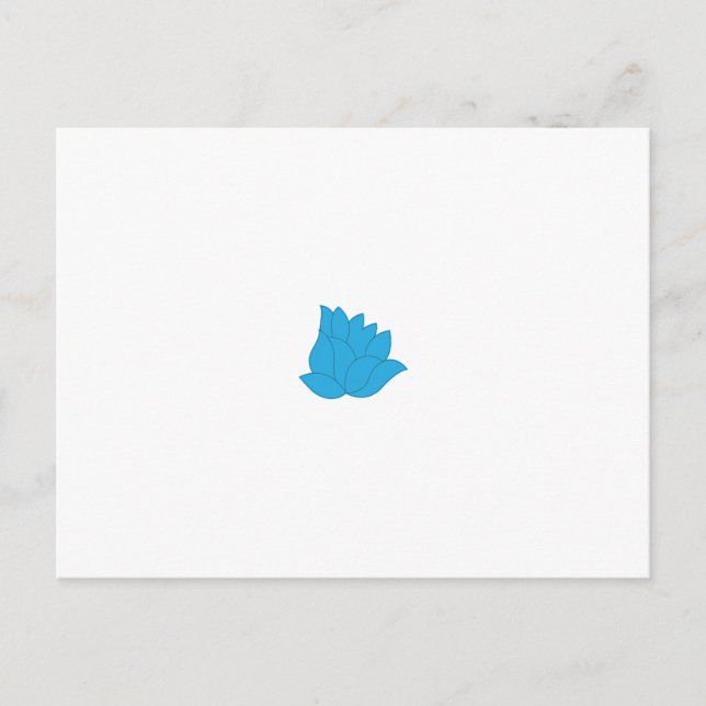 Stylized, teal-blue flower design with overlapping postcard (Front)