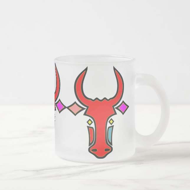 Stylized Texas Longhorn Frosted Glass Mug (Right)