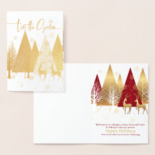 Stylized 'Tis the Season Red and Gold Corporate Foil Card