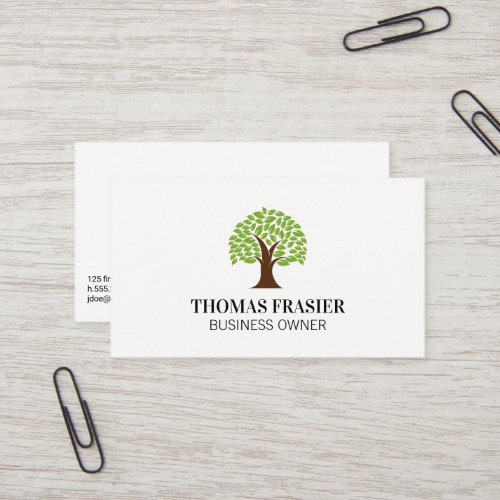 Stylized Tree and Leaves  Landscaper Business Card