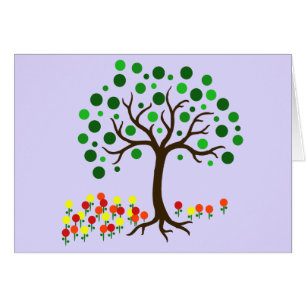 Stylized Tree and Tulips Card
