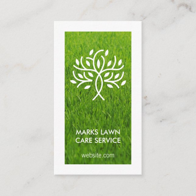 Stylized Tree Icon | Lawn Care | Tree Service Business Card (Front)
